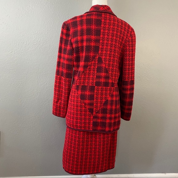 Escada Red Wool Mohair Blend Skirt Suit Set - Picture 3 of 7